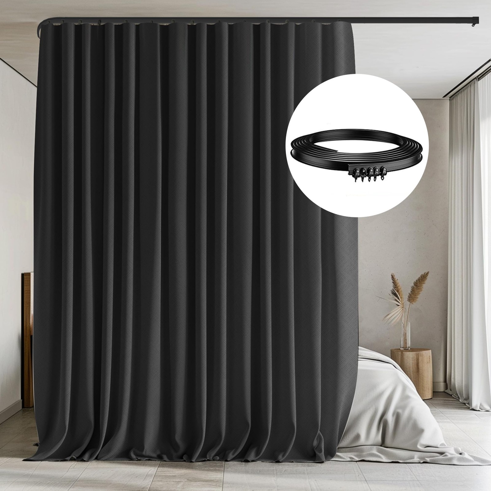 Room Divider Curtains Set – Blackout Ceiling Track 8.3×7 FT – Privacy Divid