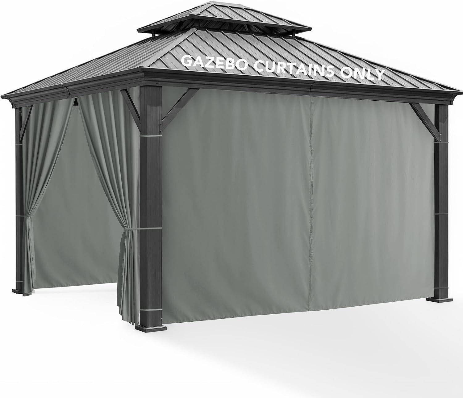 Outdoor Pergola Curtains Grey 10x12x7 Ft 4 Panels