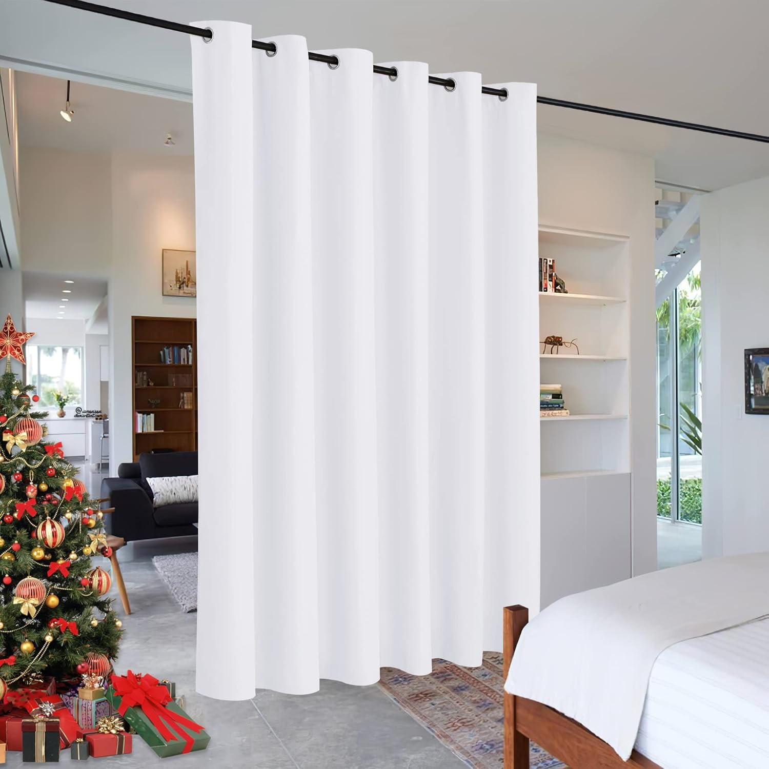 Extra Wide Soundproof Curtains for Room Divider – 120×90 Inches, White