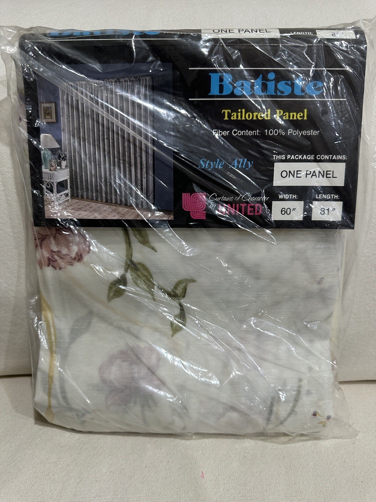 Vintage United Batiste Tailored Panel Curtain Style Ally Extra Wide 60″ x 81″