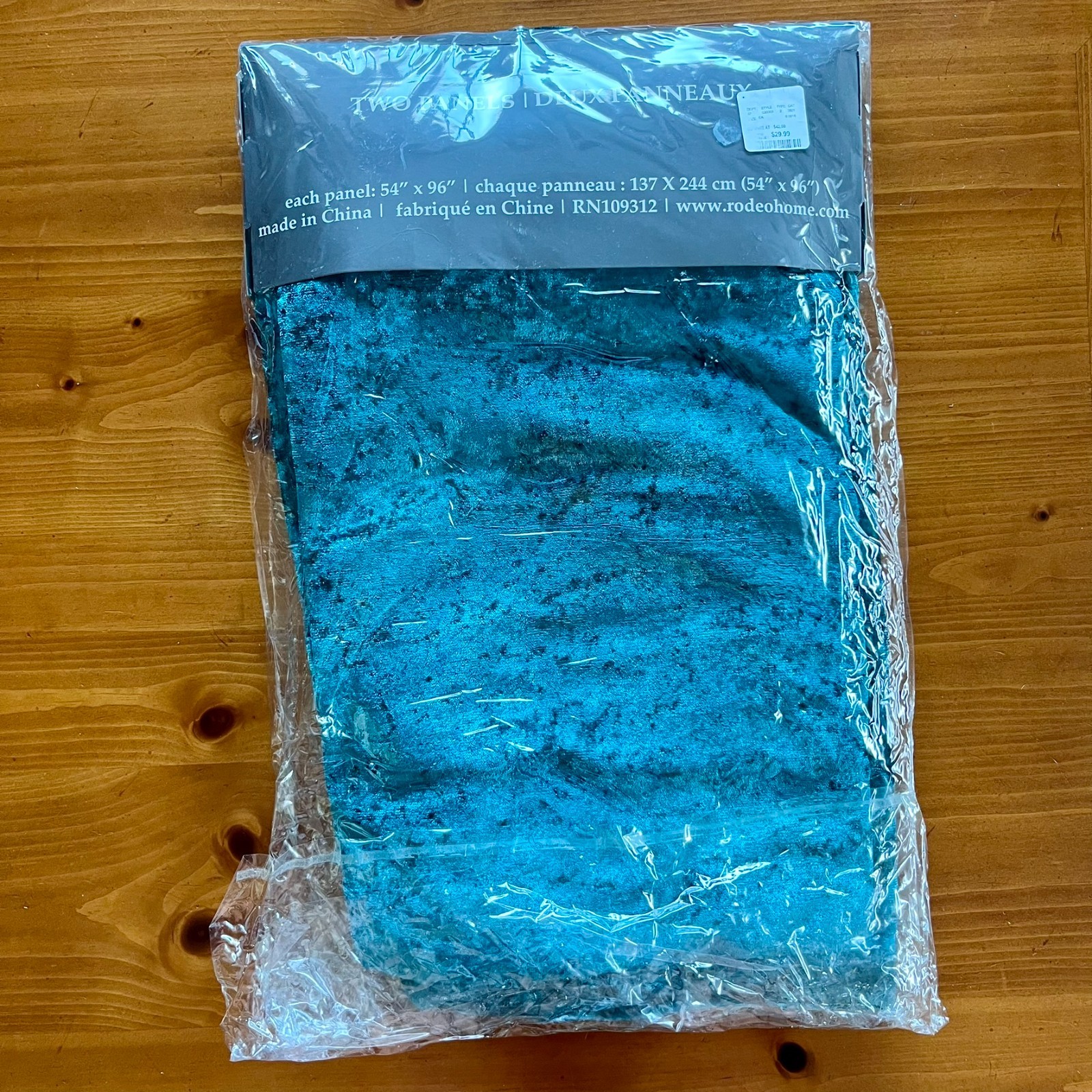 Rodeo Home 54” x 96” Peacock / Turquoise Crushed Velvet Curtain Panels