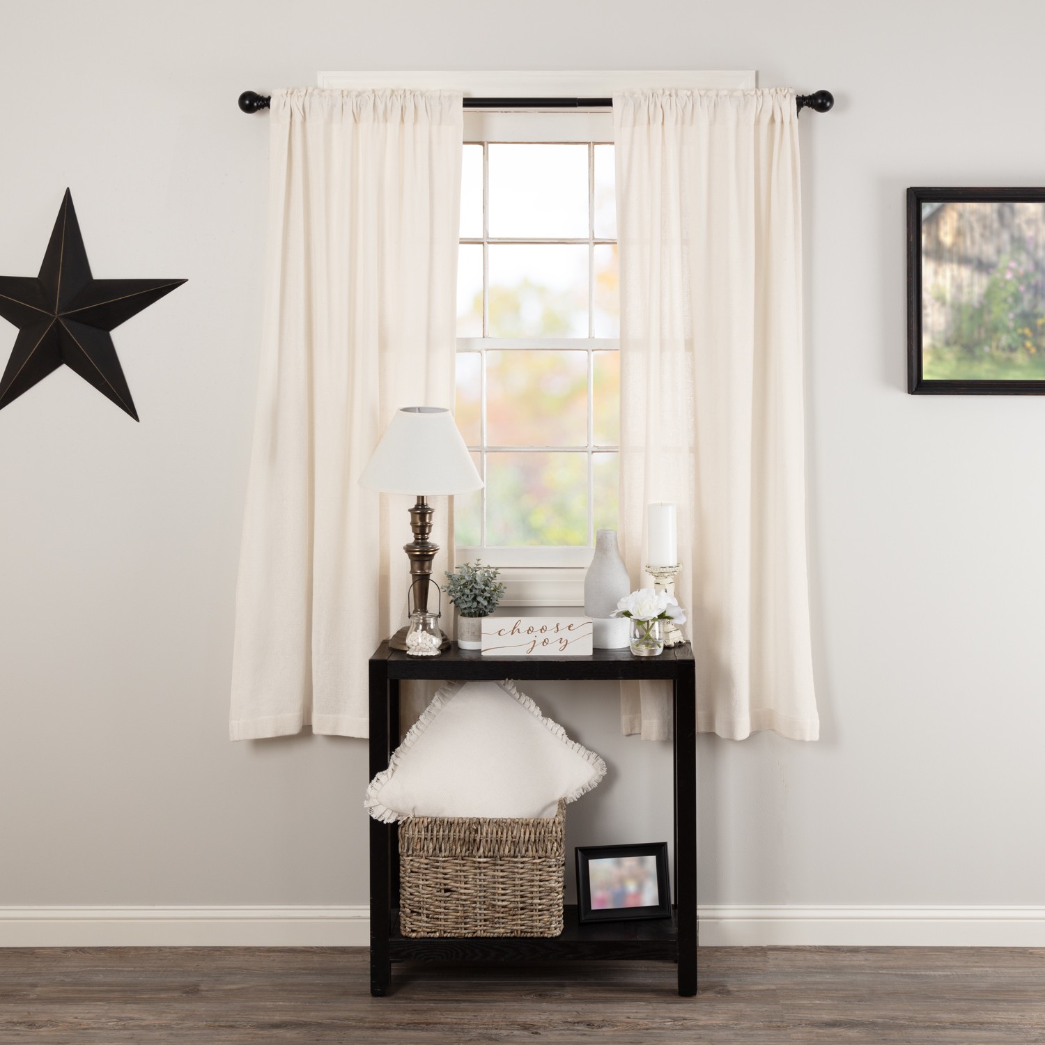 Farmhouse 63″x36″ Panel Pair Creme Rod Pocket Burlap Window Curtains VHC Brands
