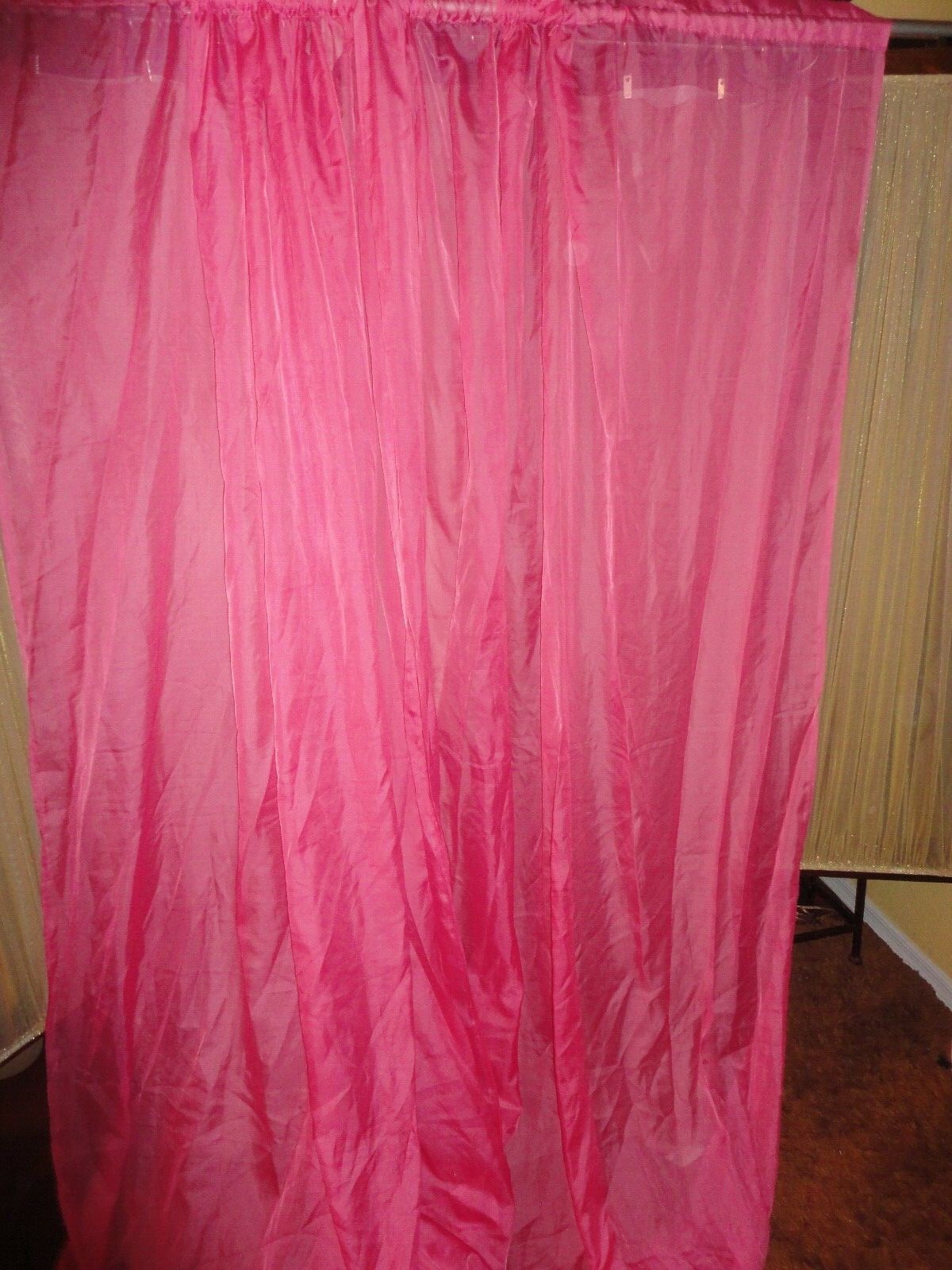 BEATRICE BRIGHT HOT PINK VOILE SEMI SHEER (PAIR) PANELS 58 X 80