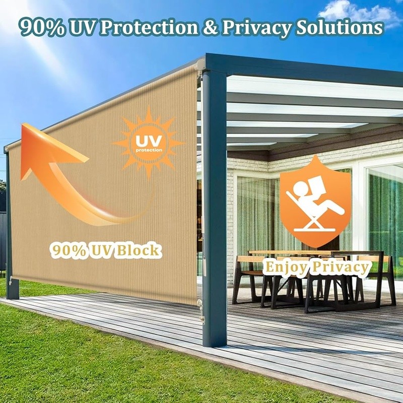 Outdoor Roller Shades UV Protection Privacy Blinds Easy Install Cordless New