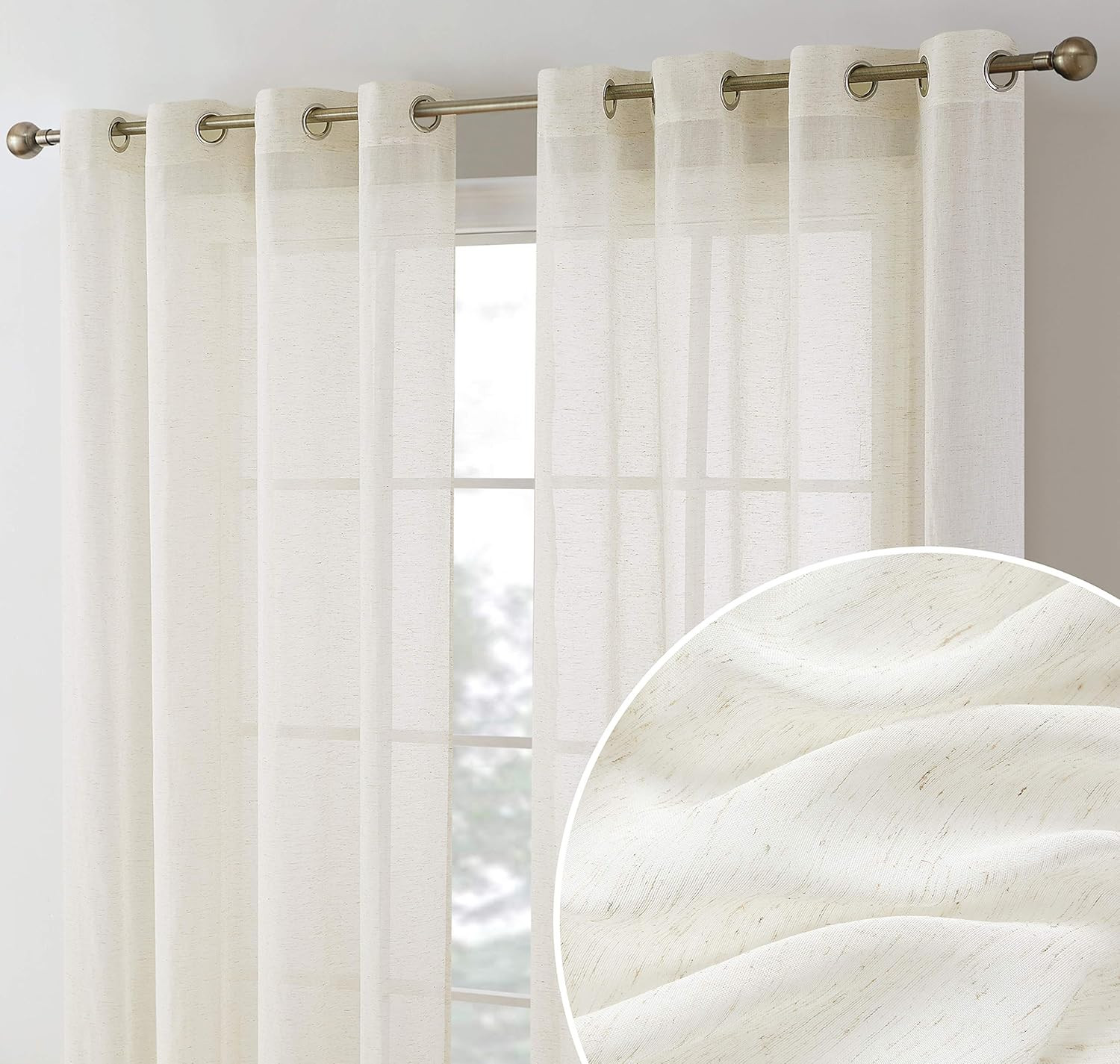 Sierra Burlap Flax Linen Semi Sheer Privacy Sun Light Filtering Transparent Wind