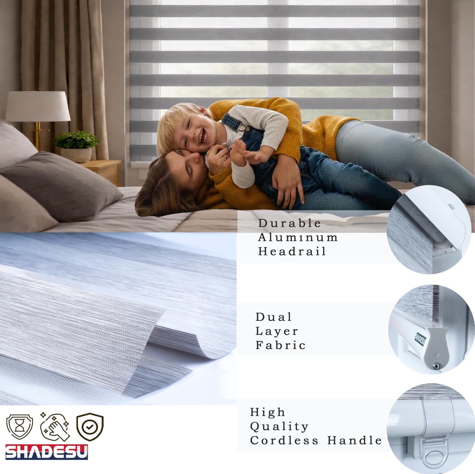 Cordless Zebra Blinds – Light Filtering Dual-Layer Window Shades for Privacy …