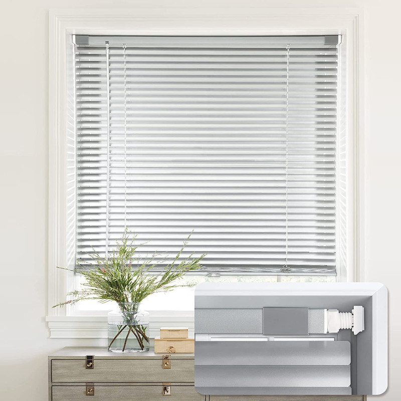 Lazblinds No Tools-No Drill 1 Aluminum Mini Blinds Cordless Blinds For Indoor