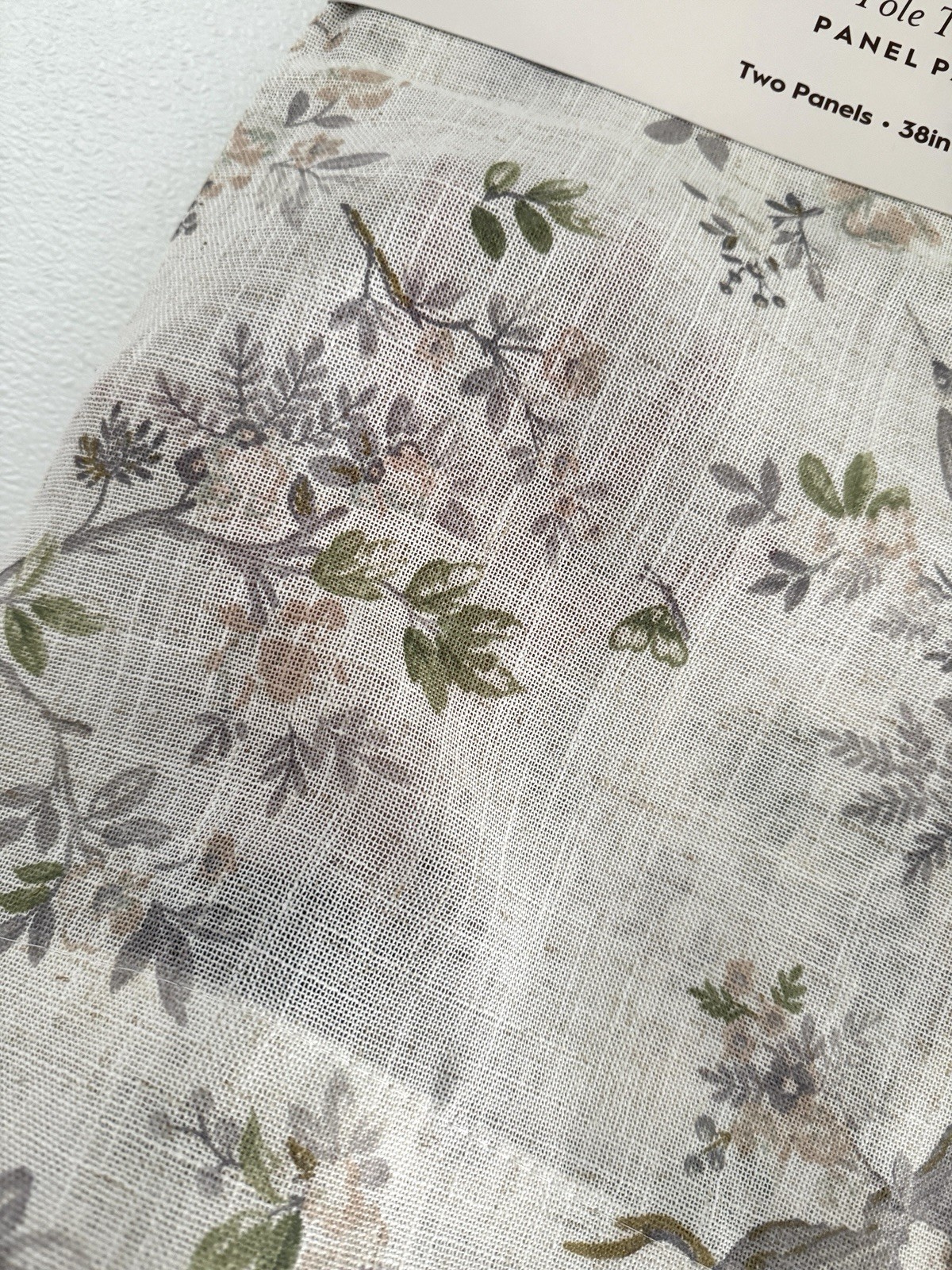 Laura Ashley Window Curtains 2 Panels 38 x 84″ Linen Khaki Gray Cream Pole Top
