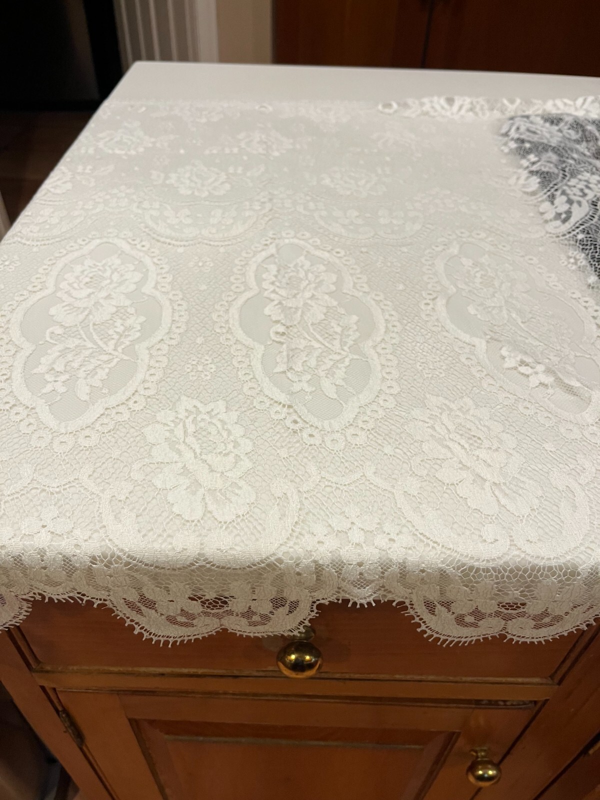 Vintage Lace White Window Panel Curtain 1 Panel 56″ W X 30″ L MEDALLIONS FRANCE