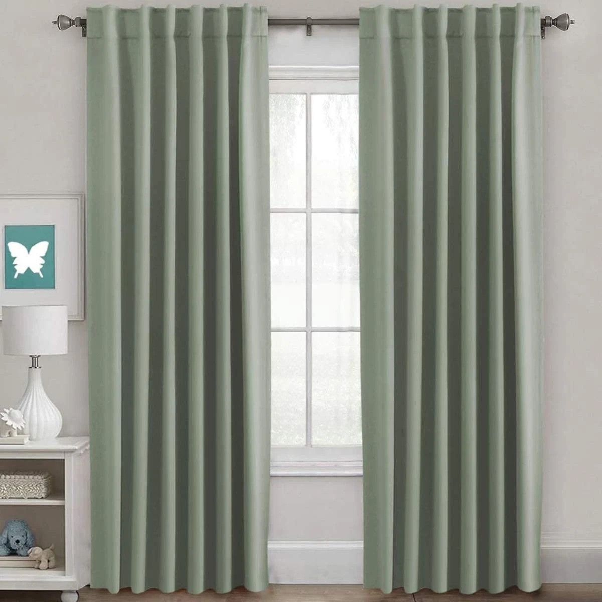 Blackout Curtains Thermal Insulated 52×84 Room Darkening Drapes Light Sage