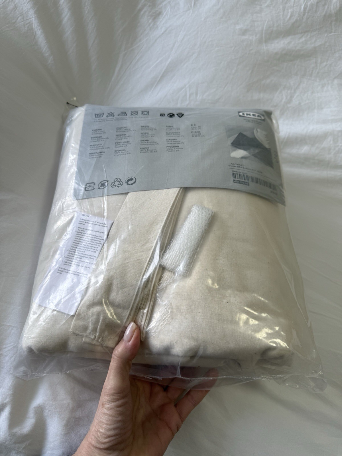 Ikea | Pair Bomull Oatmeal Tab Top Curtains 57” X 98” Tie PullBack NIP Drapes