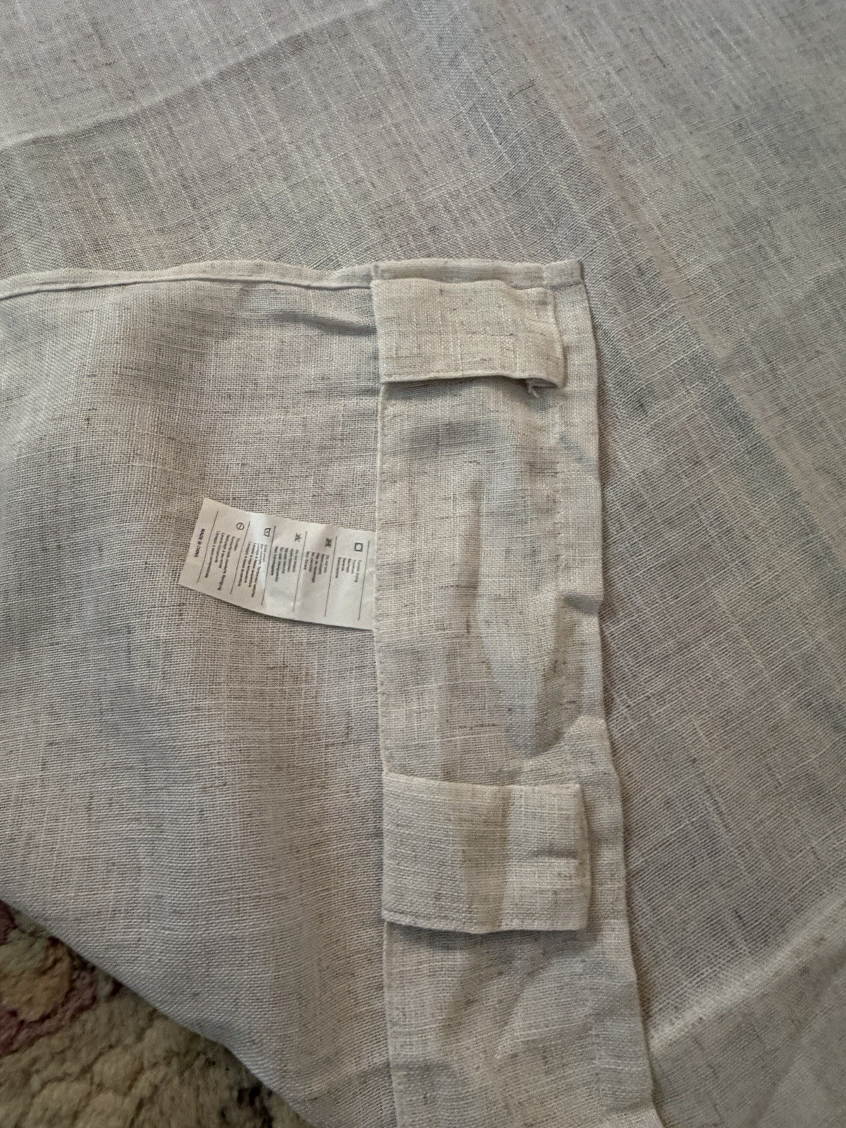 2 Curtain Panels Hidden Tab Top Ivory Beige Linen Blend Airy Semi sheer 95″X50″
