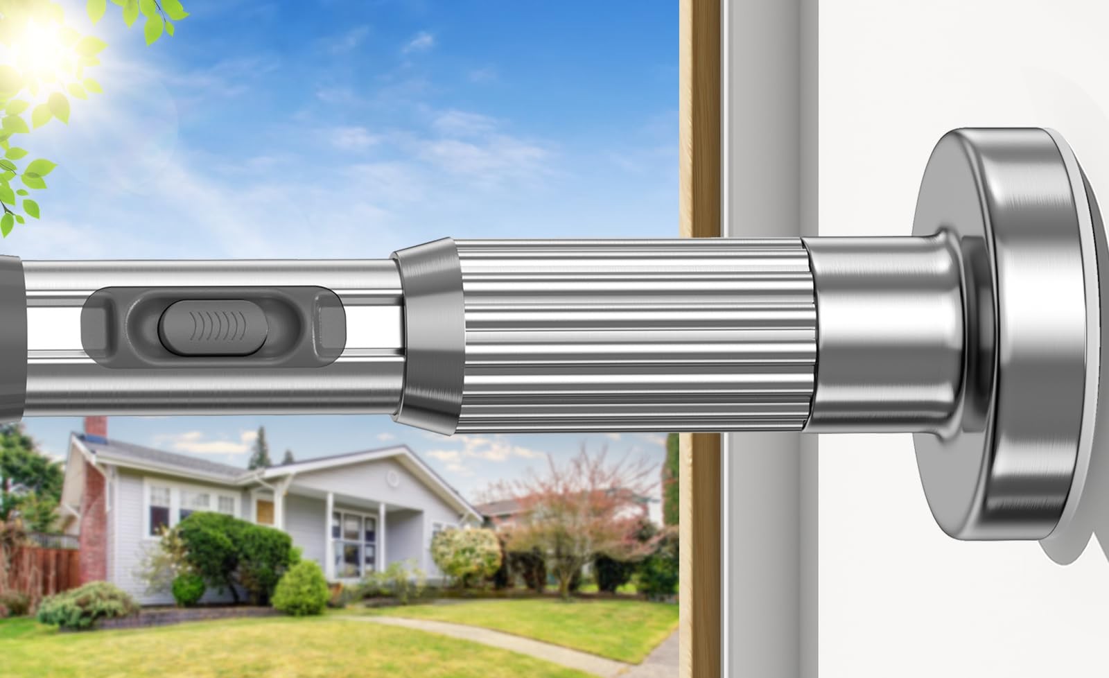 41-124 Inch Heavy Duty Silver Tension Curtain Rod – No Drilling, Adjustable, …