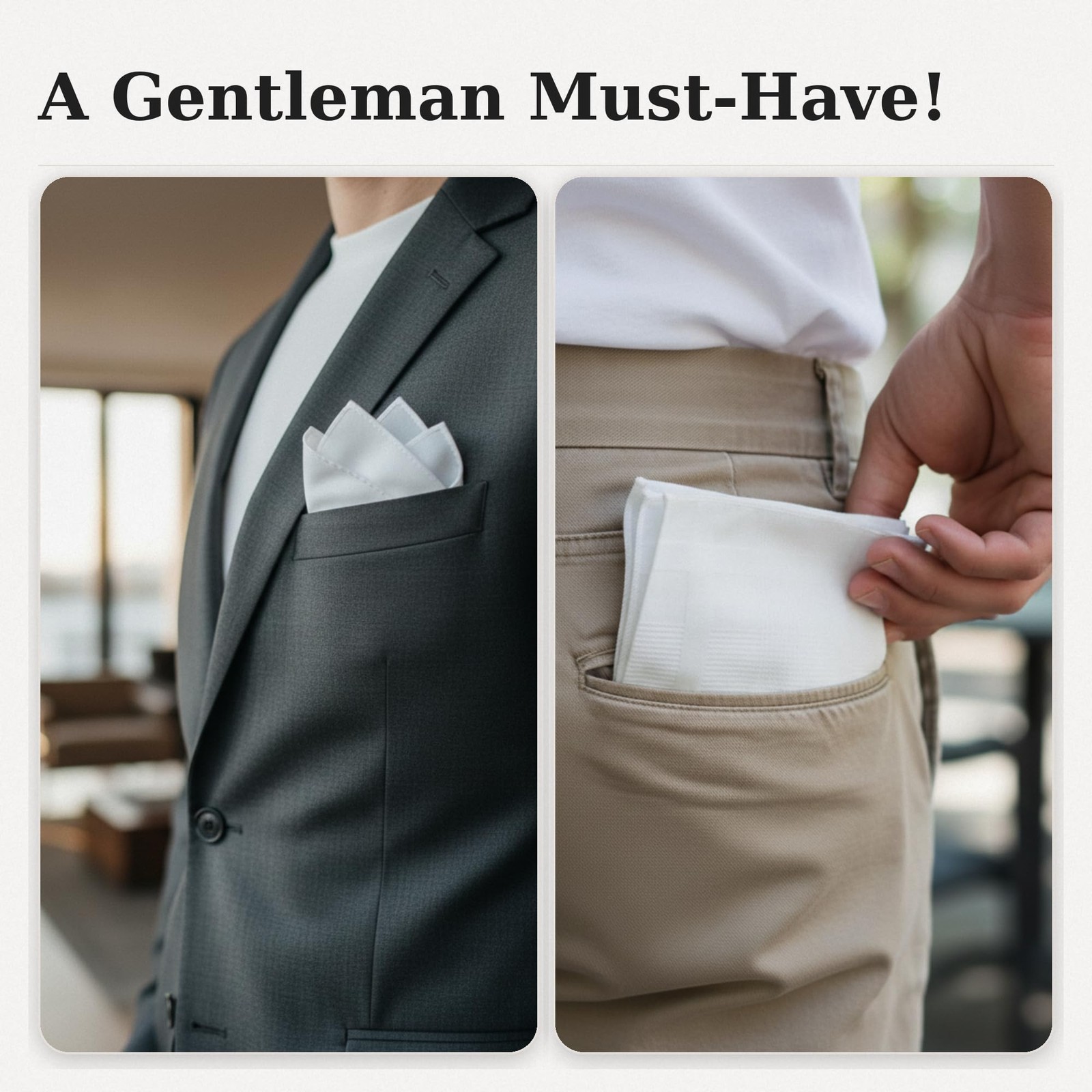 Causa Forcia Cotton Handkerchiefs for Men Thick Soft Turkish White
