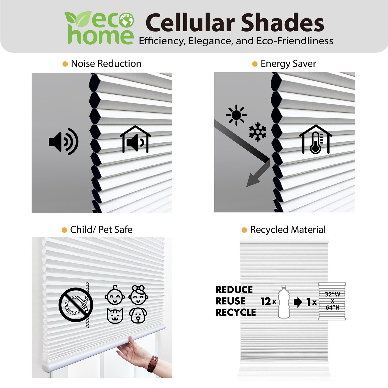 Dez Furnishings Cordless 1.5 Blackout Top Down Bottom Up Cellular Shade 46W X