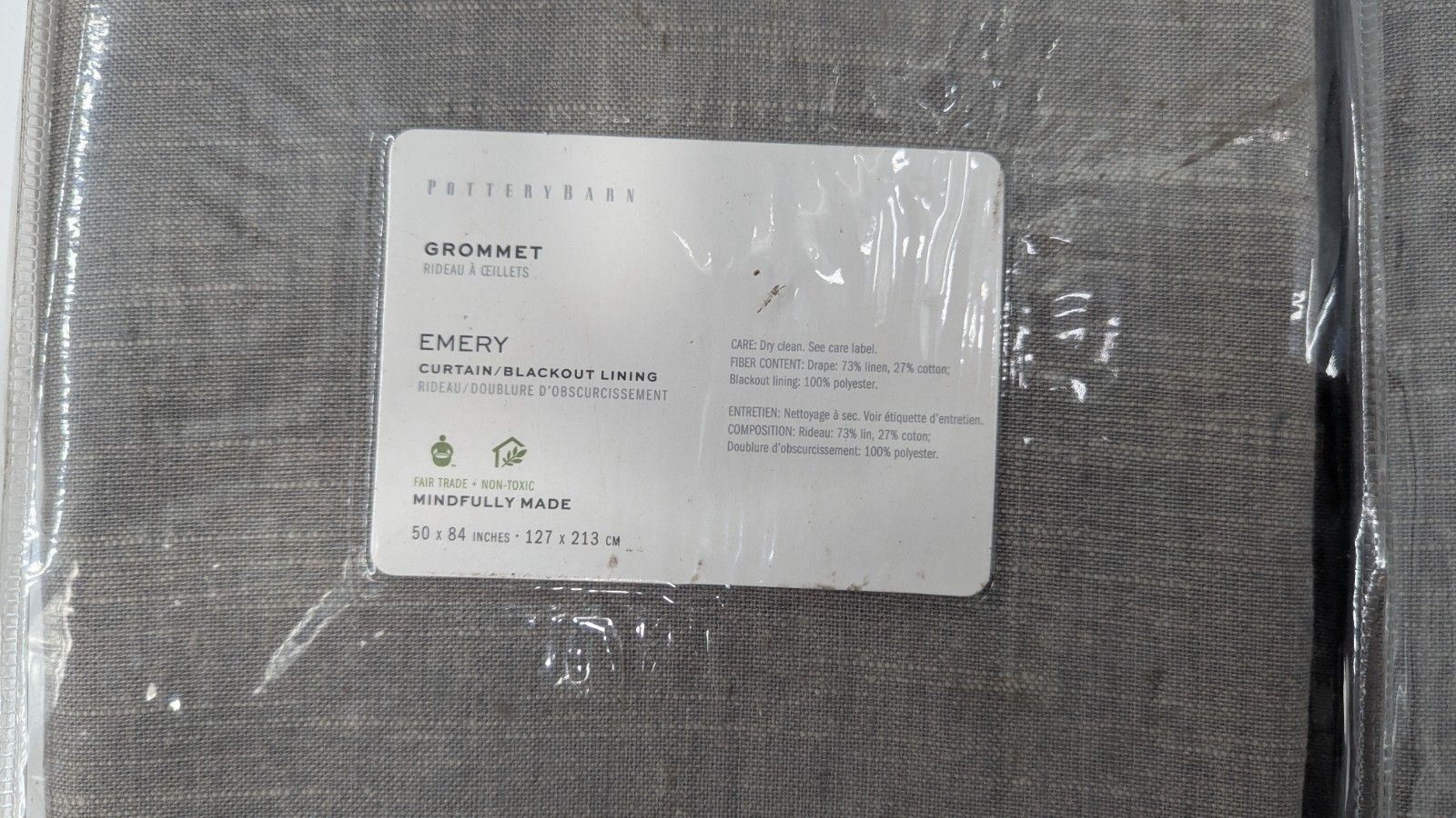 Pottery Barn Emery Linen Blackout Grommet Curtain Panels 50×84″ Gray SET of 2