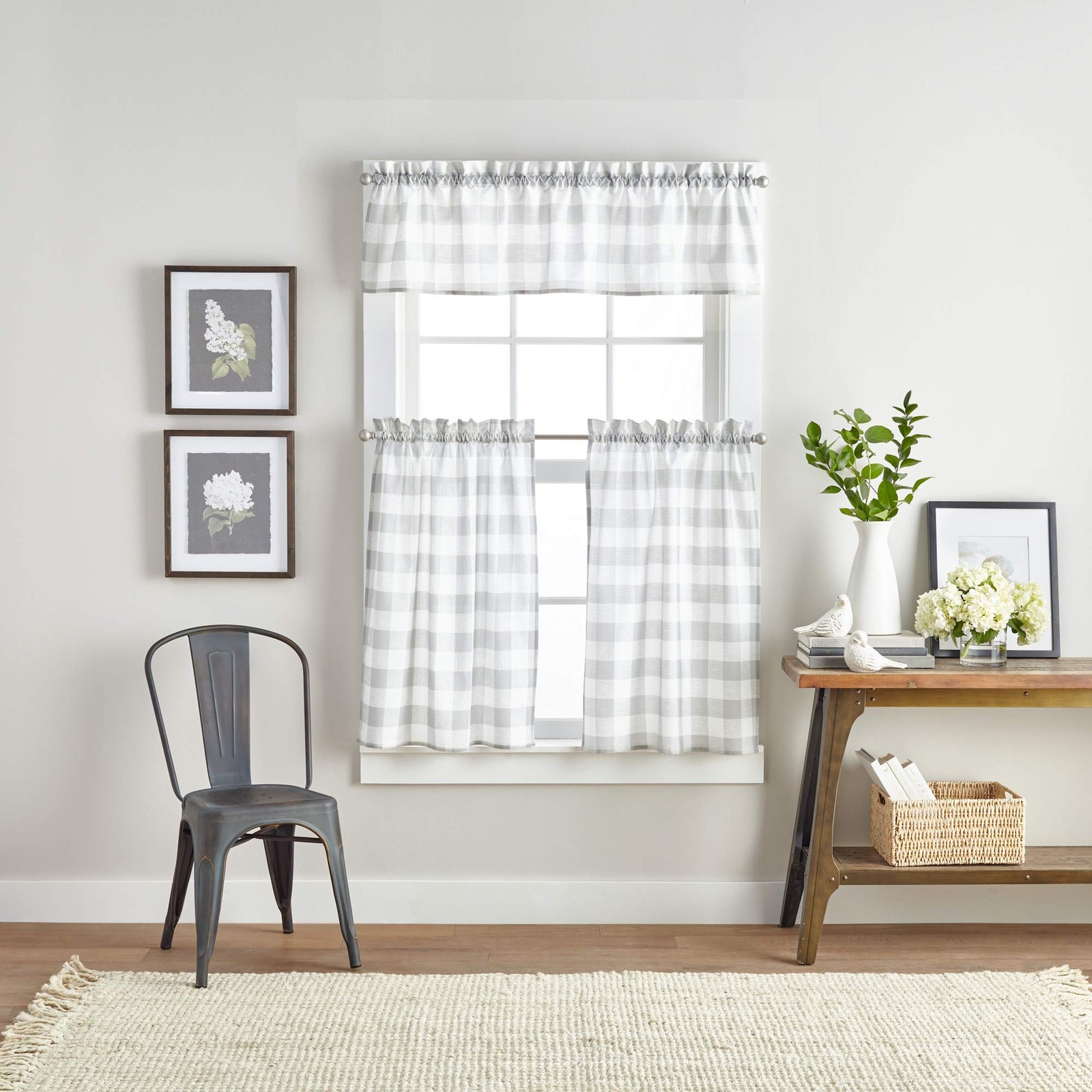 Country Modern Rustic Farmhouse Buffalo Check Kitchen Curtains Window Valance…