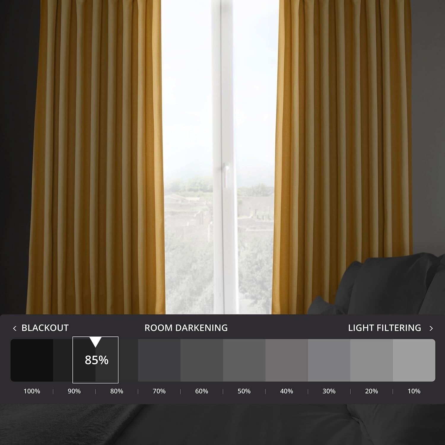 1 Panel Dandelion Gold 96″L x 100″W Linen Darkening Curtains For Living Room
