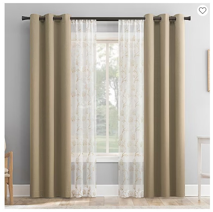 Sun Zero Arbor Print Grommet Top Blackout Set of 4 Curtain, Choose Color & Size
