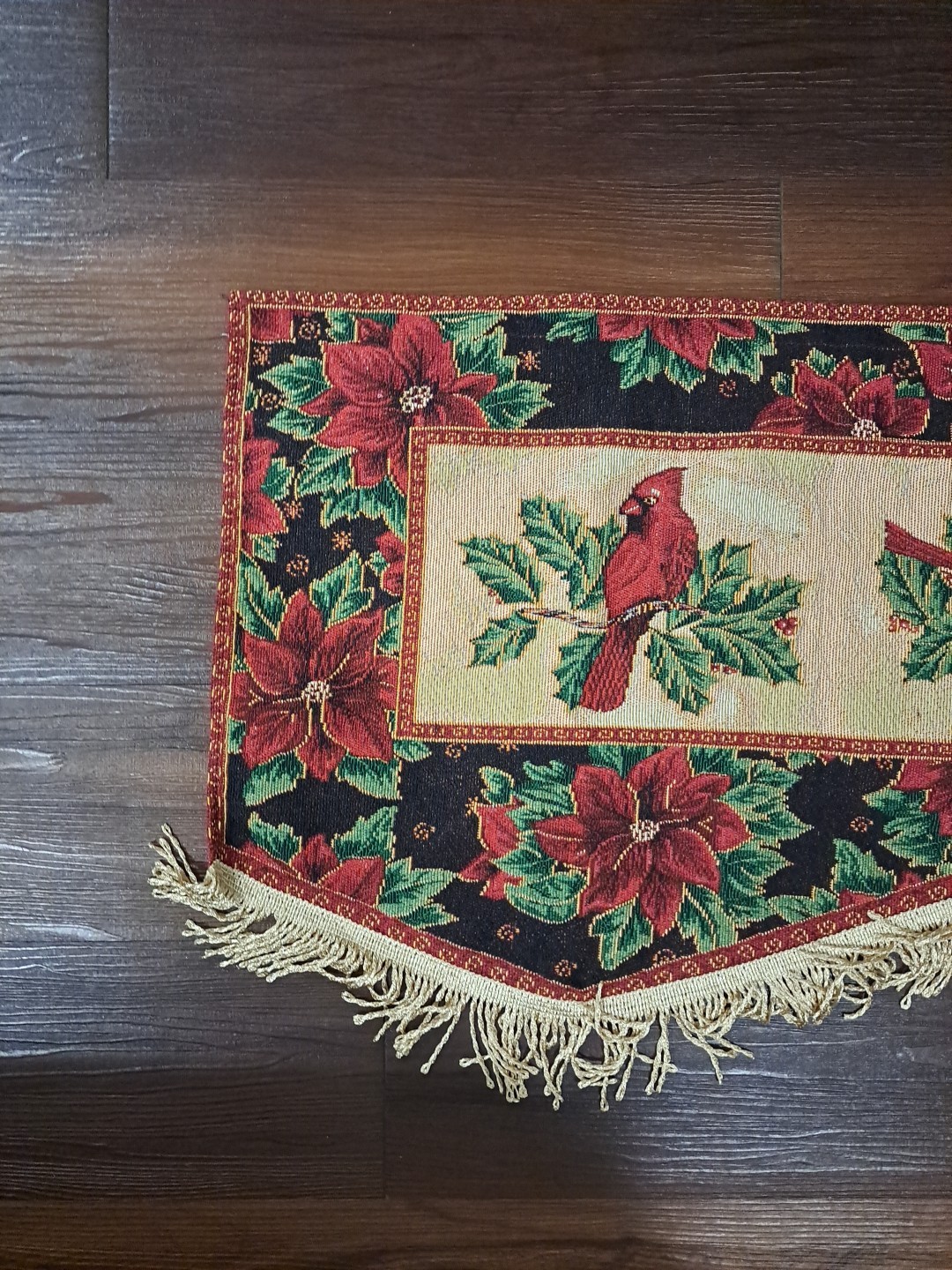 Violet Linen Decorative Christmas Cardinal Design Tapestry Window Valance