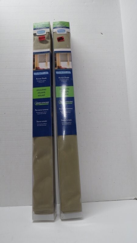 2 Kenney Roman Shades Insulating Canvas Fabric; 27” x 72” cord free