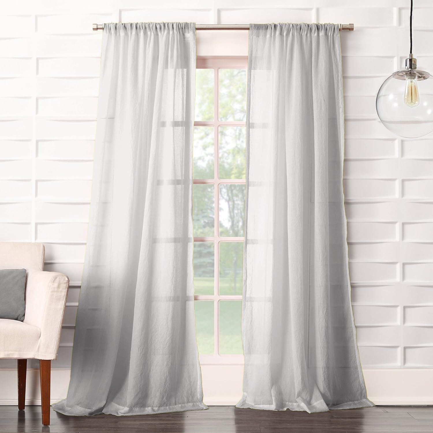 Tayla Crushed Texture Semi-Sheer Rod Pocket Curtain Panel, 50″ x 95″, Gray