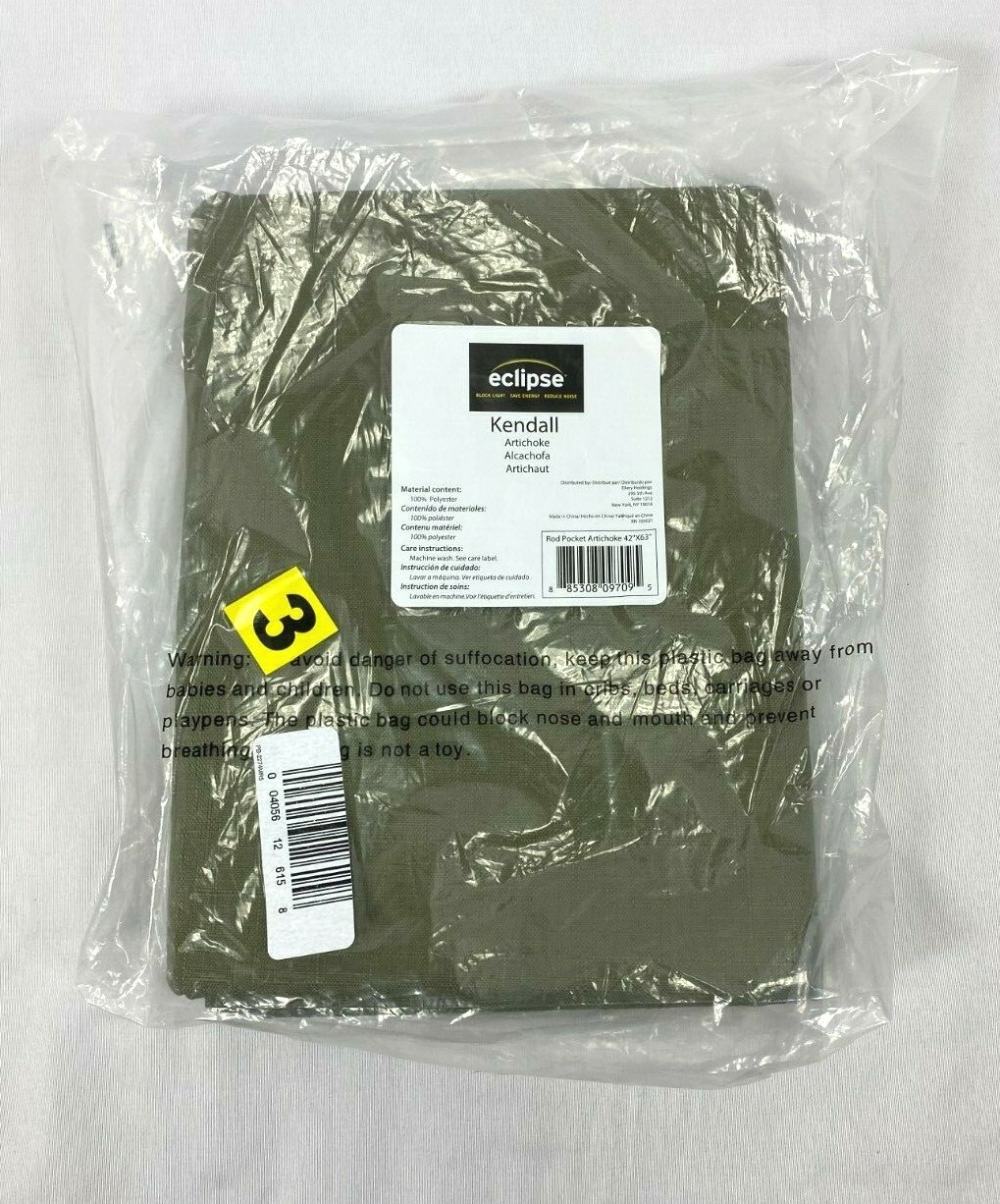Eclipse Artichoke Green Kendall Blackout Rod-Pocket Curtain Panel, 42″x63″
