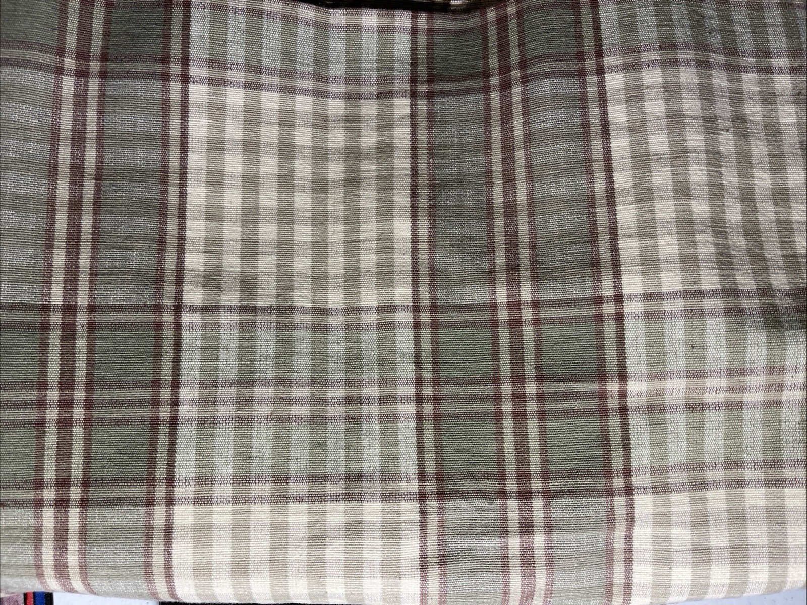 Waverly Country Valance Cream Green Plaid Rod Pocket 100% Cotton India 82″ x 17″