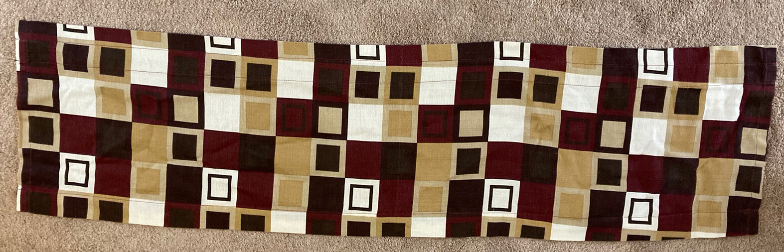 Geometric Squares VALANCE 15″ x 60″ brown & tan burgundy by Essential Home