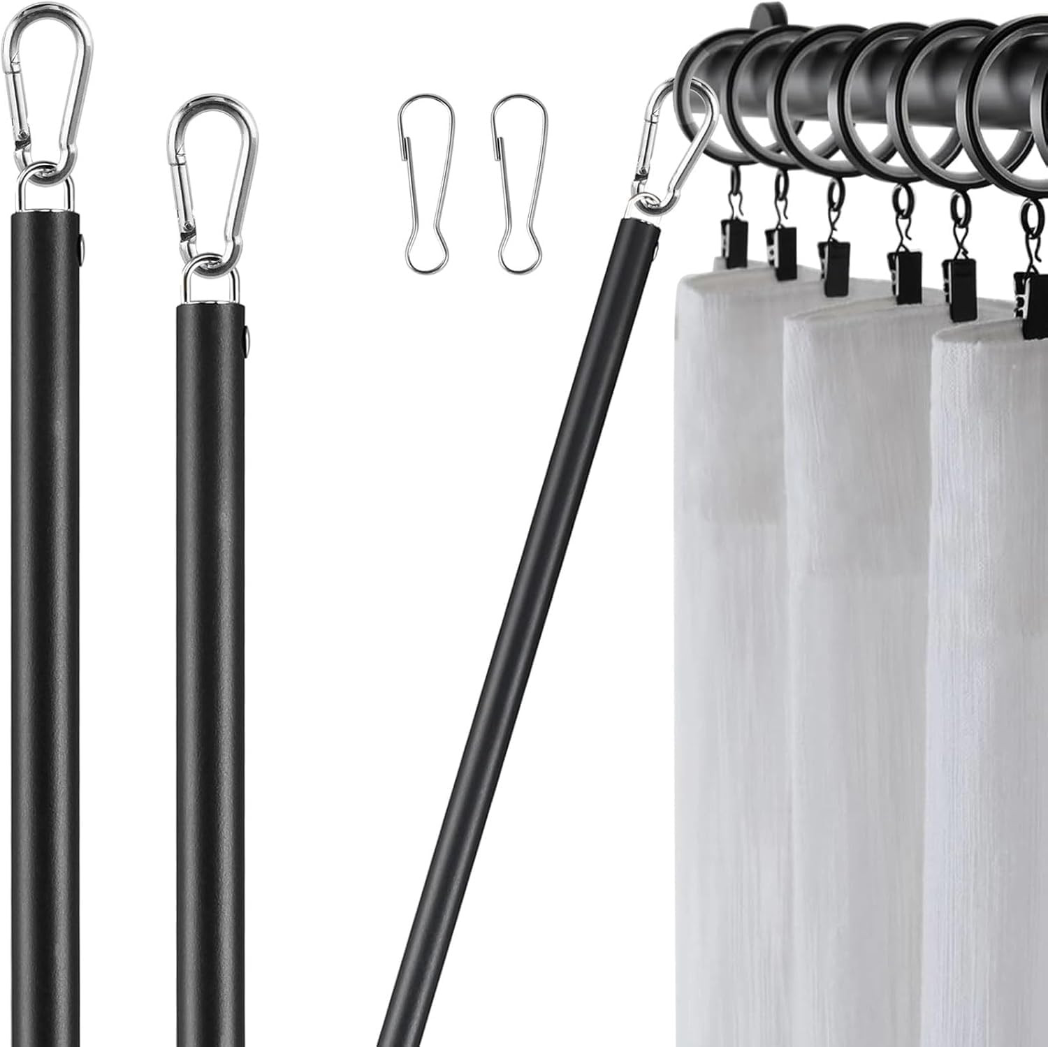 Curtain Pull Wand, Drapery Pull Rod for Curtains 2 Pack Adjustable 31Inch to 46I