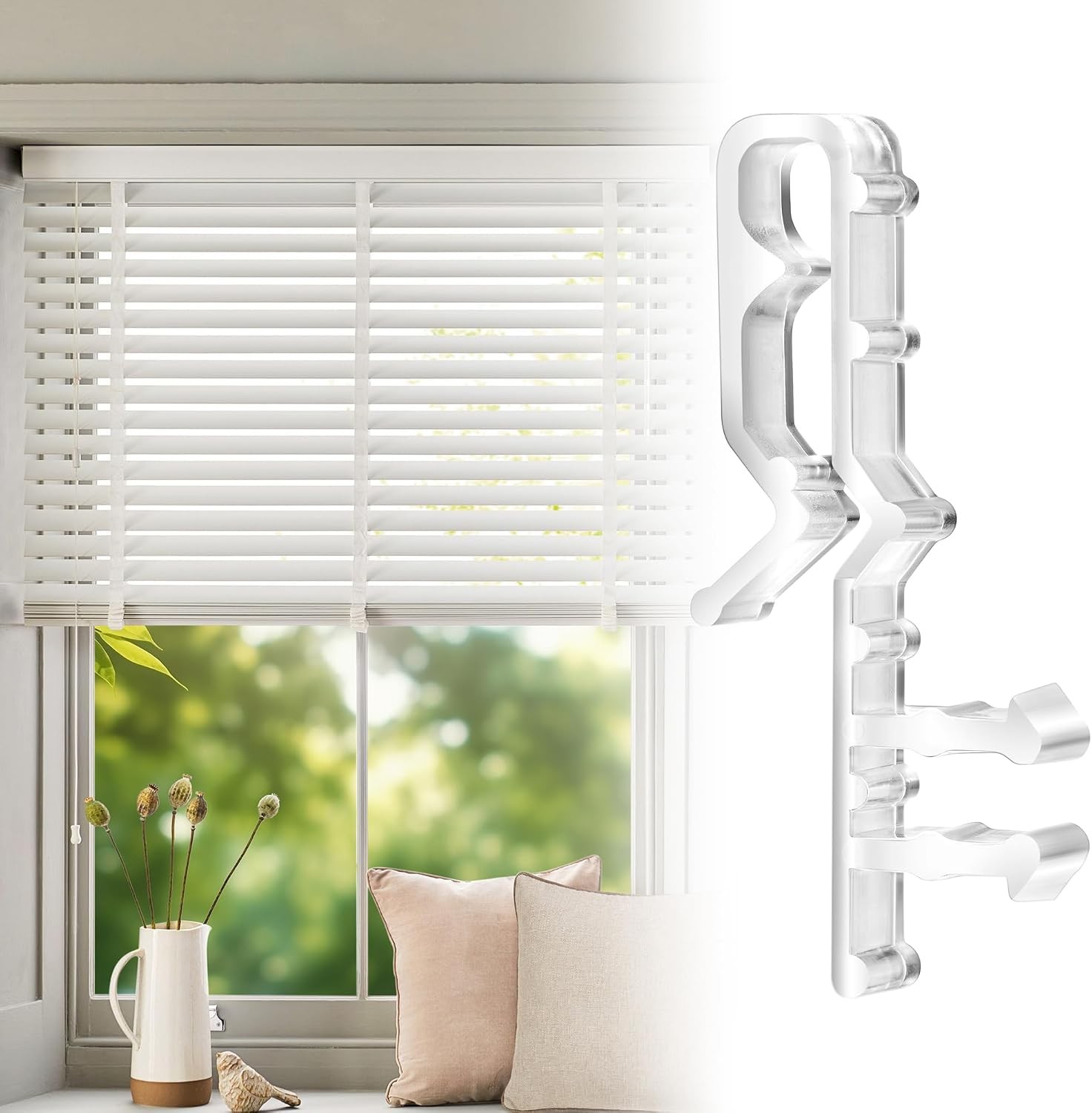 12 Pcs Valance Clips for Blinds, 2-1/8 Inch Hidden Channel Blind Valance Clip Re