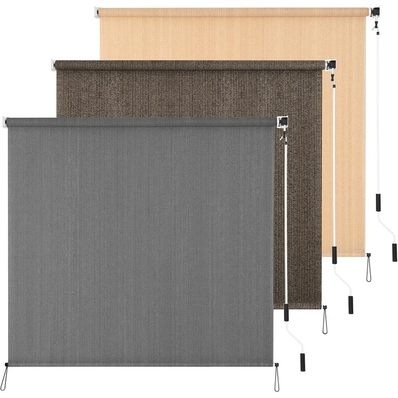 Outdoor Cordless Roller Shades UV Protection Privacy Sun Shade Porch Blind New