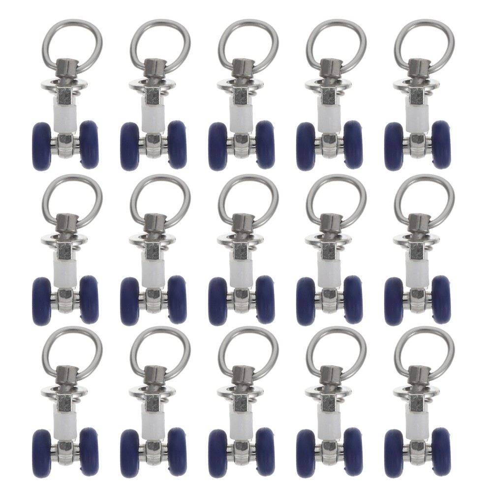 15 Pcs Curtain Track Pulley Hooks Ceiling Mounted Rollers Door Hanging Wheel