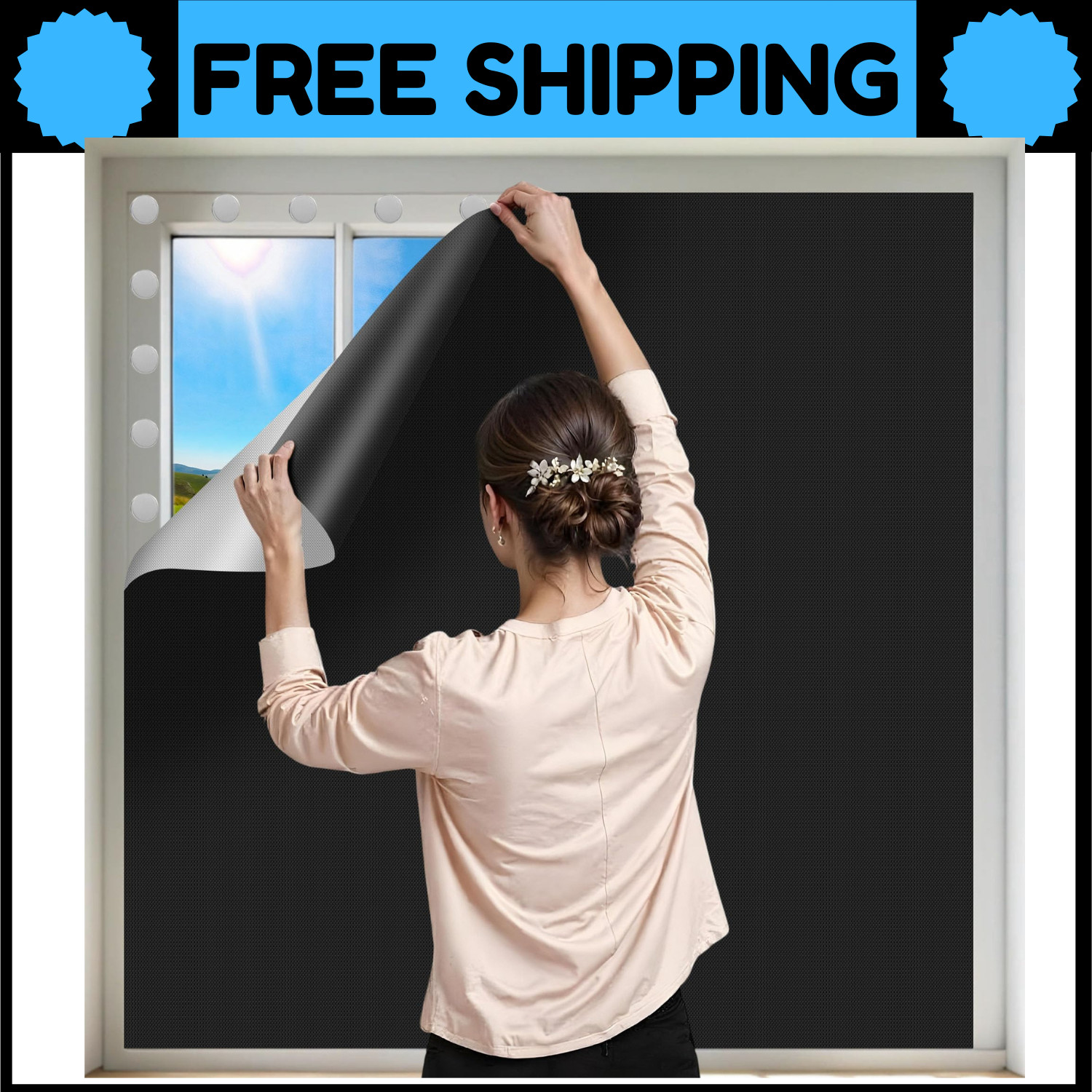 100% Blackout Curtains for Bedroom 40″ x 57″ Portable Window Blinds Cover Ad