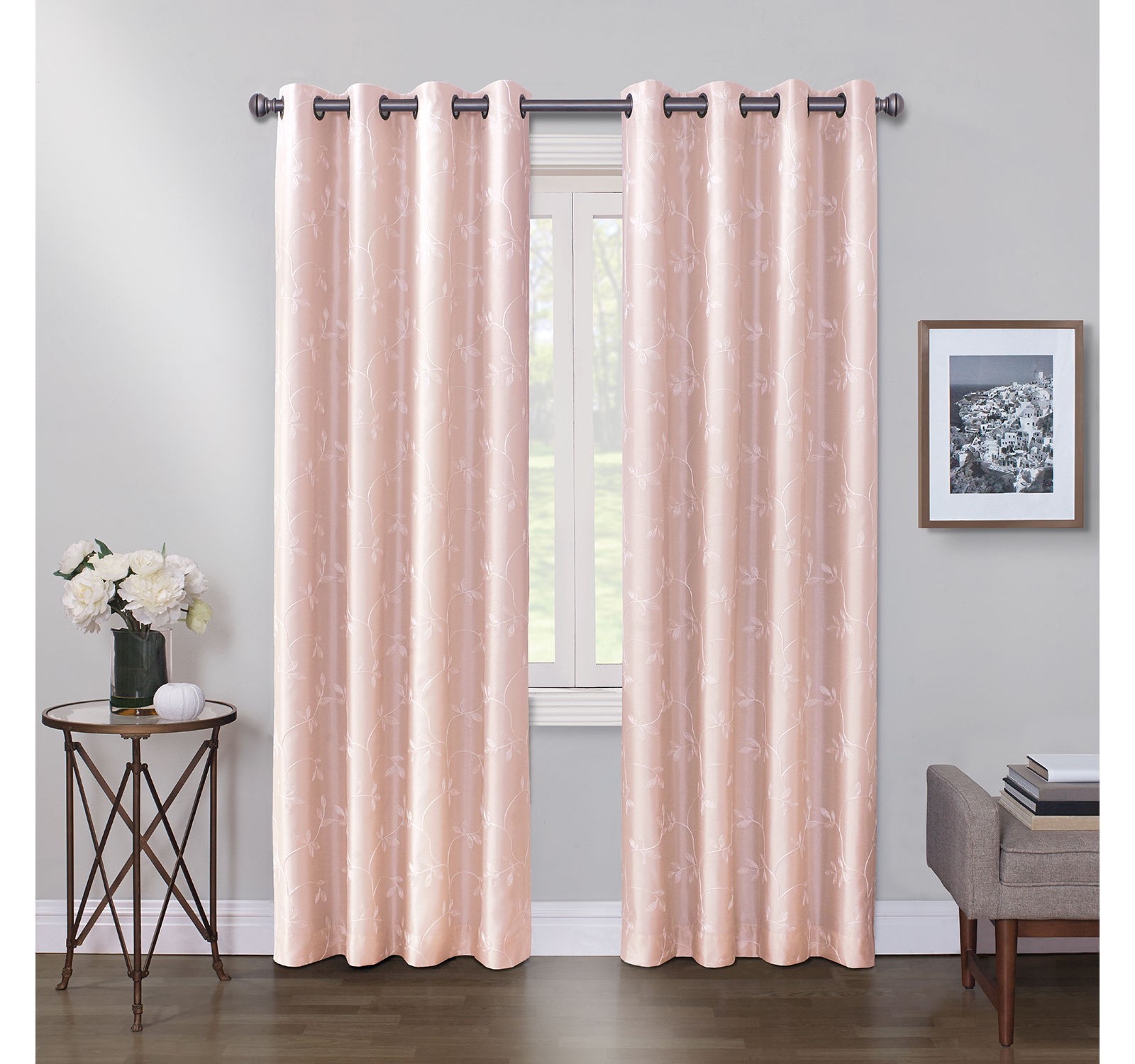 max Blackout Grommet Blackout Single Curtain Panel Blush Pink White 50×108