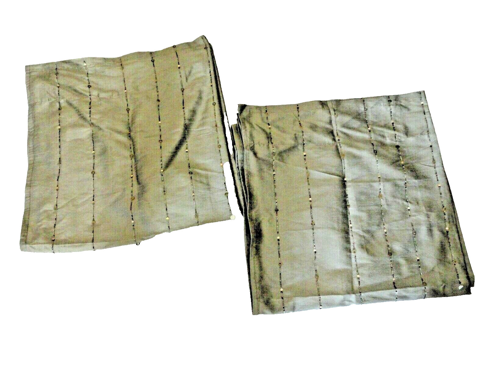 PIER 1 SHINE SILVER METALLIC BEADED (2) HIDDEN TABS PANELS CURTAINS 42 X 84