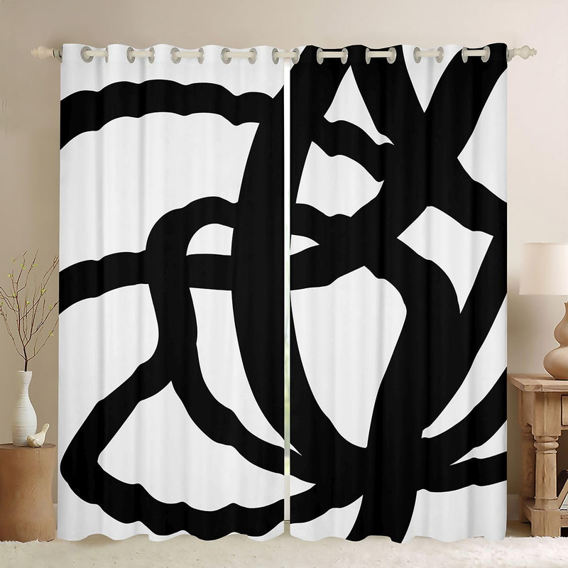 Jejeloiu Stripe Line Curtains For Bedroom Living Room 2 Panels 52 X 63 Inch