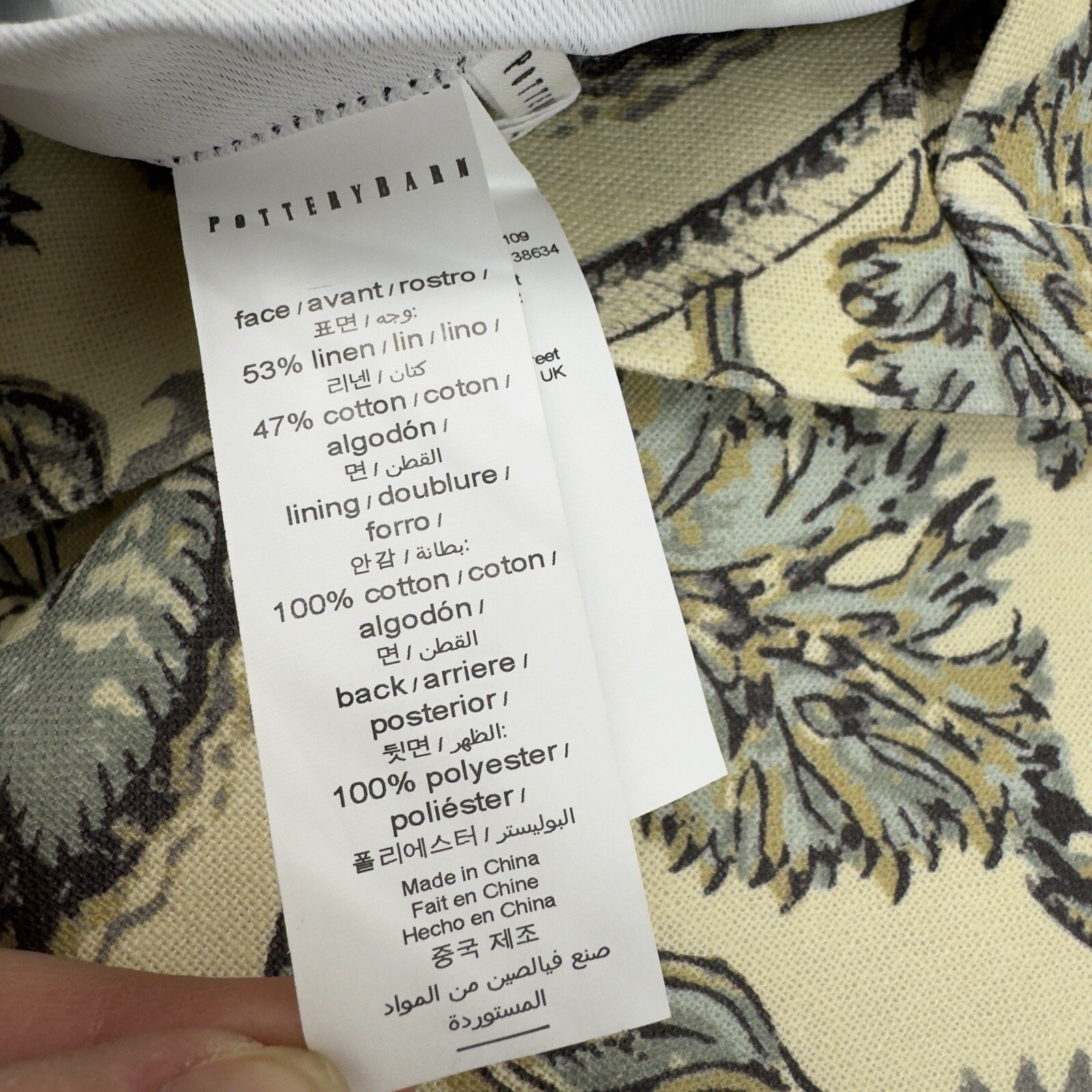 Pottery Barn Haylie Print Linen/Cotton Curtain Drape 50”x124” Blackout Read NWOT