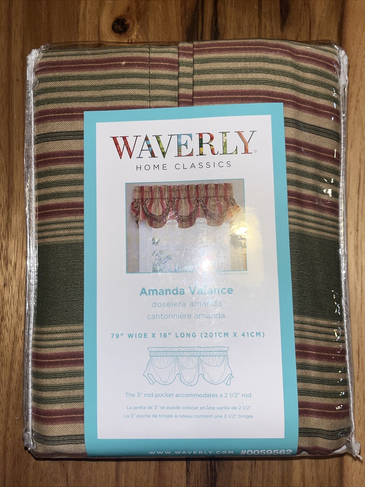 New 2 WAVERLY HOME CLASSICS VALANCE AMANDA SWEETWATER STRIPE Olive OR Red Stripe