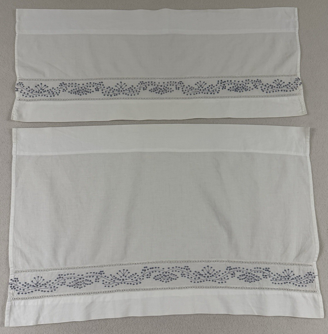 Cafe Curtain Set Panels White Embroidered Lavender Cottage Shabby Farmhouse 4
