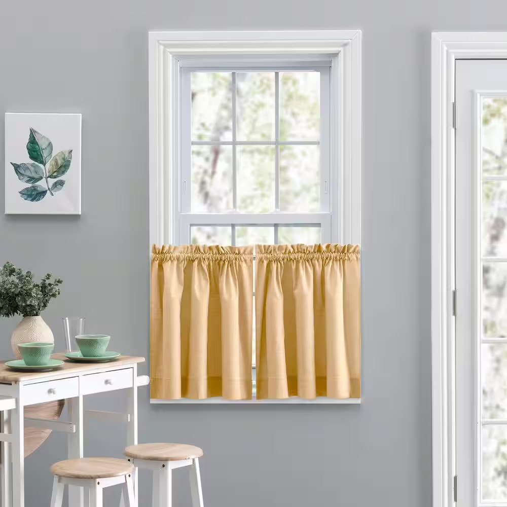 Lisa Solid Butter Polyester/Cotton 56 In. W X 36 In. L Rod Pocket Light Filterin