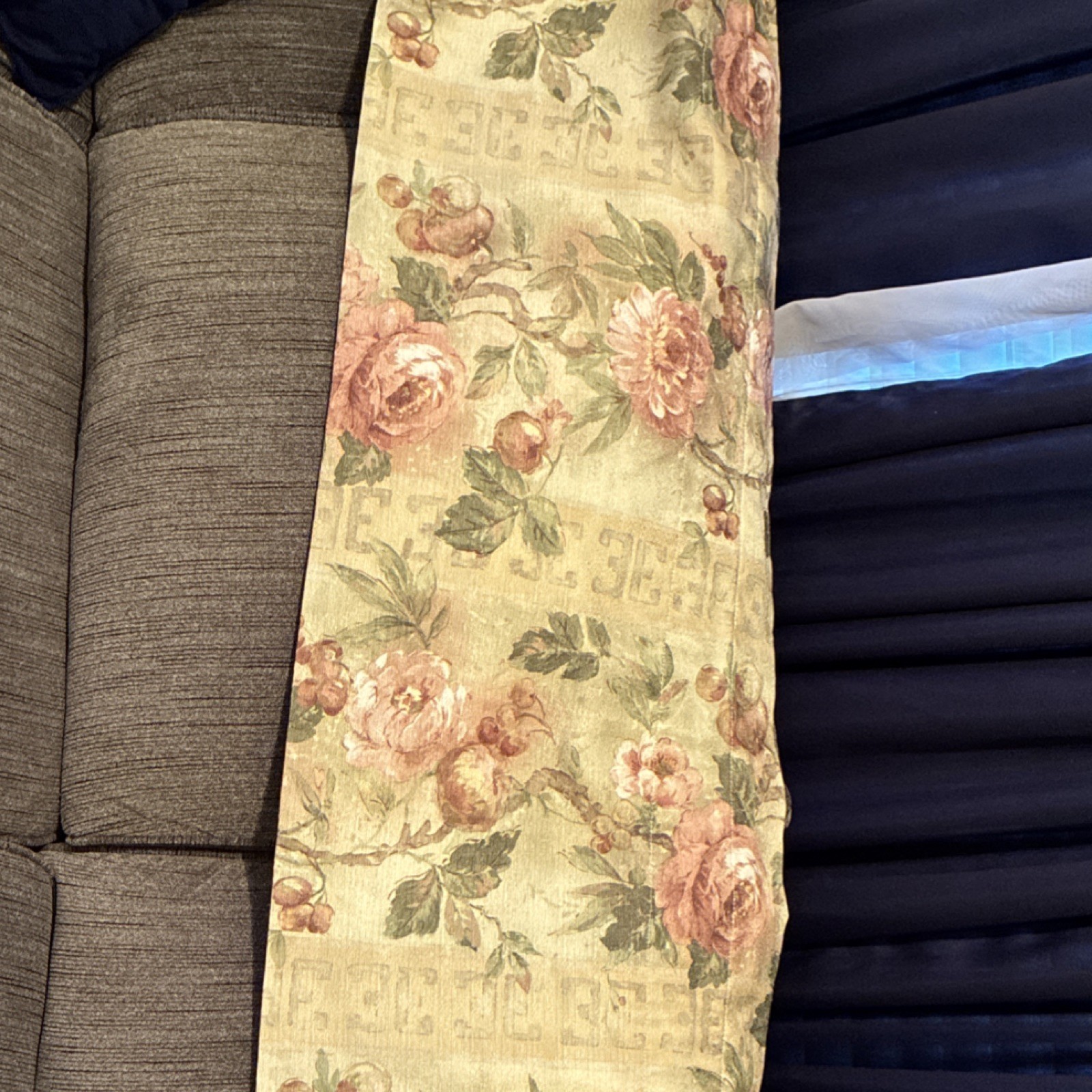 Croscill Floral Rod Pocket Valance Beige Pink Green Polyester RN 21857