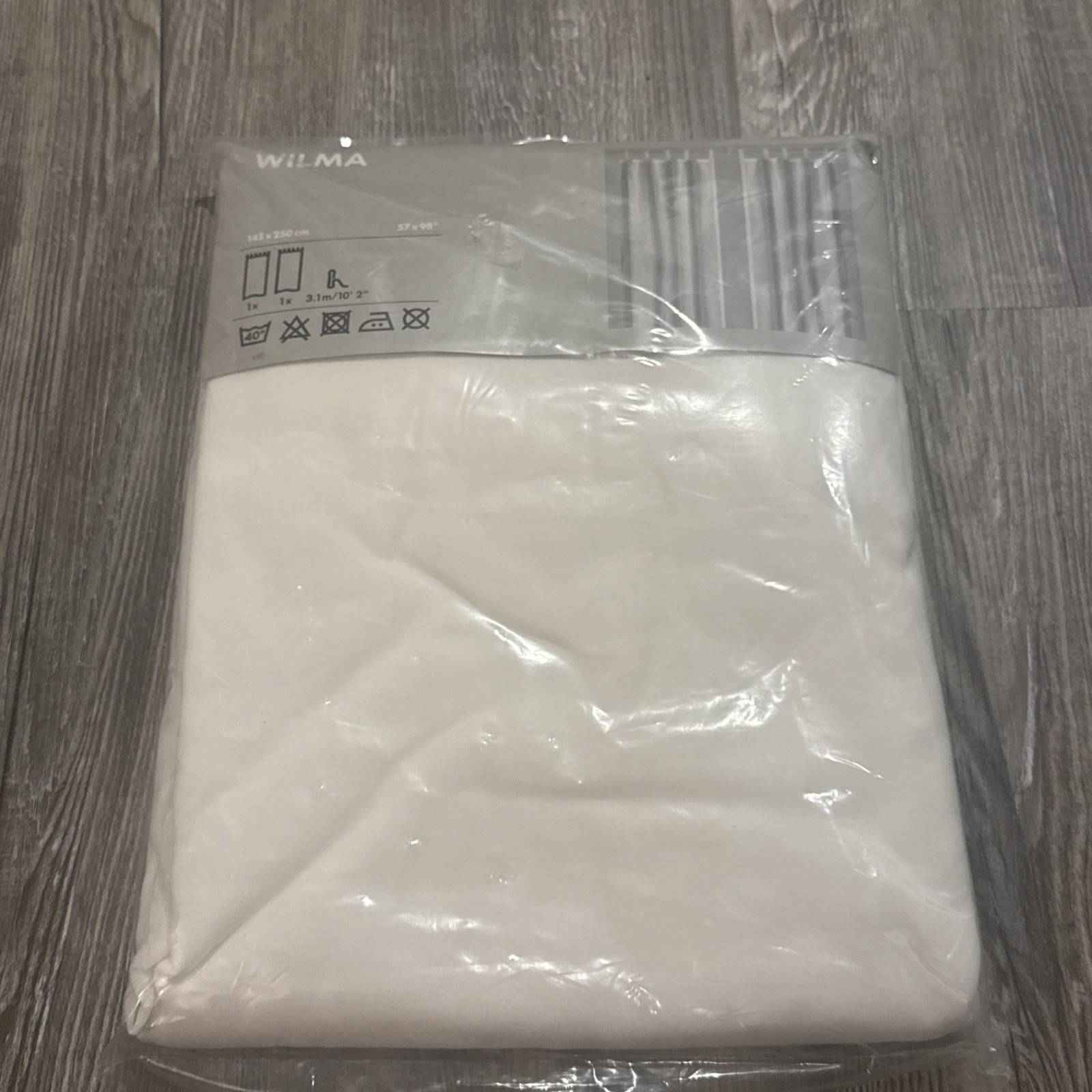 IKEA WILMA 2 White Tab Top Curtain Panels 57”x 98 Cotton/Polyester Blend NEW