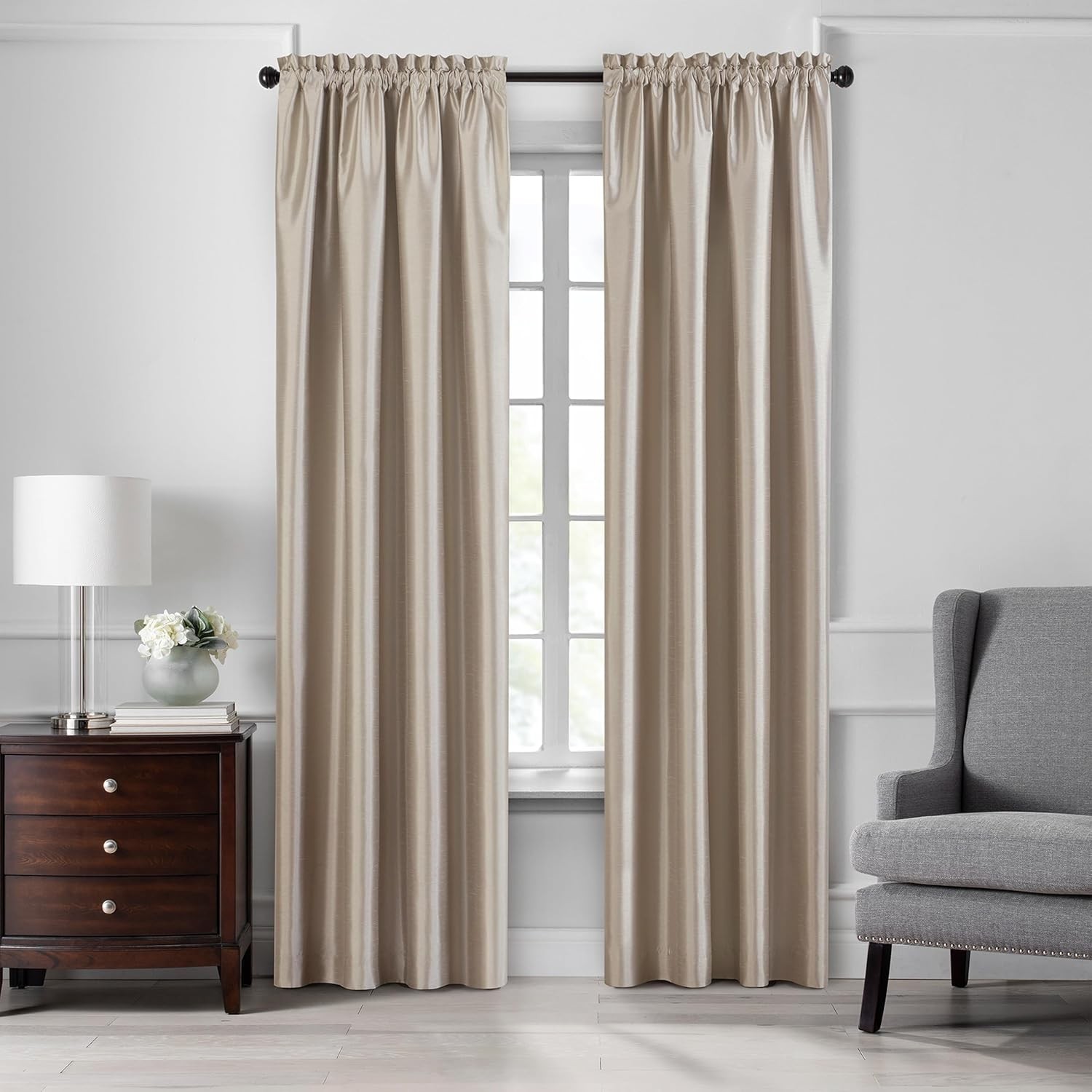 Home Fashions Colette Faux-Silk Blackout Window Curtain 52 in x 84 in 1 Panel