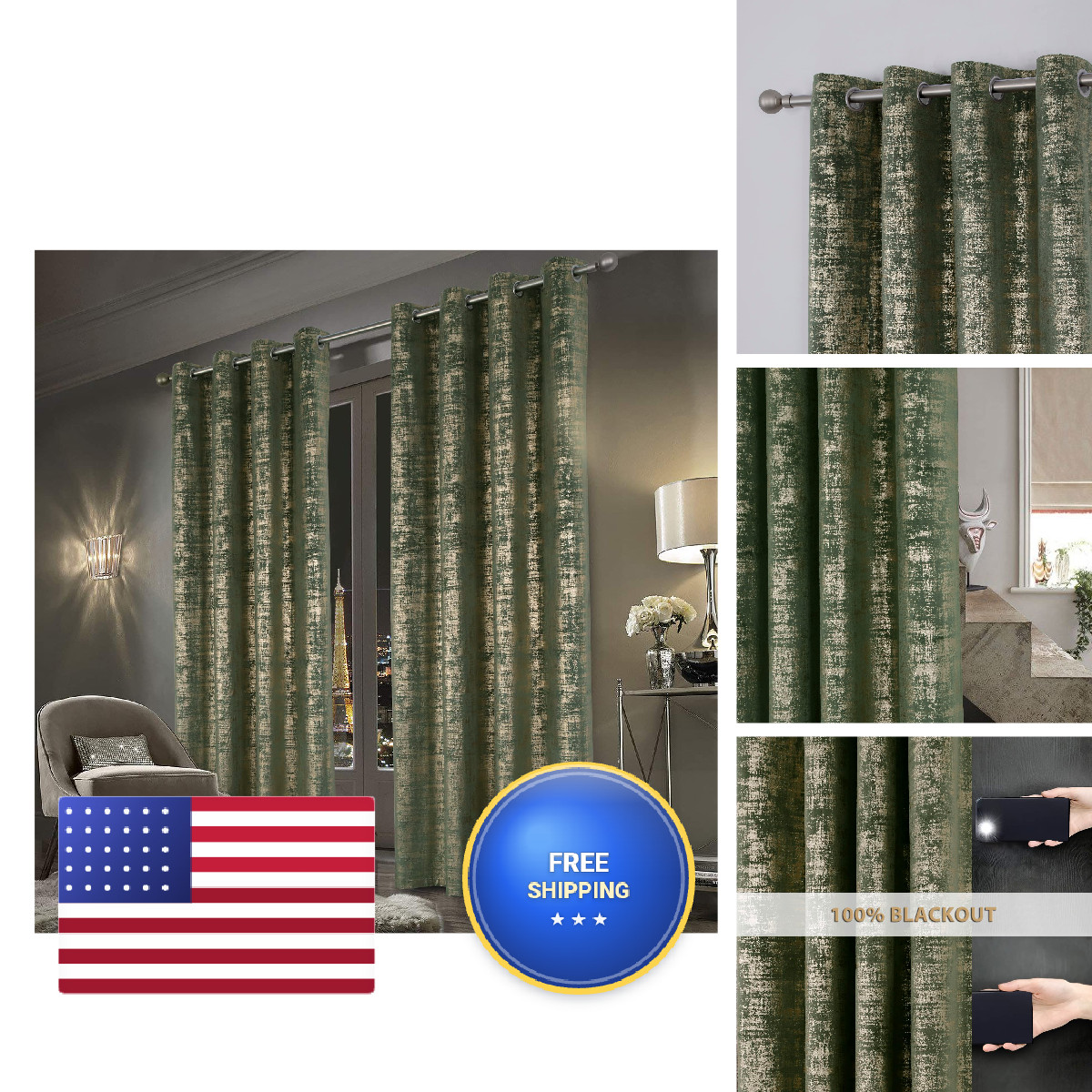 Always4U 100 Blackout Soft Velvet Curtains For Bedroom Living Room Thermal
