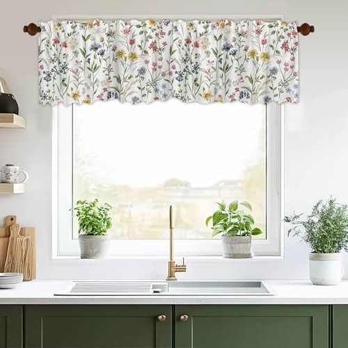 54×18 Inches Window Treatment Valance 54″W x 18″L (Pack of 1) Watercolor Floral
