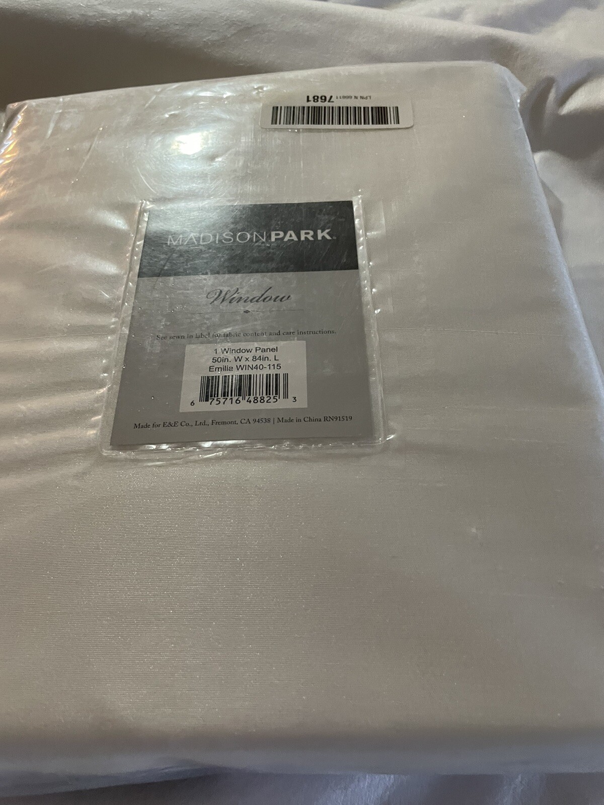 Madison Park Window Panel 1 Emilia White 84”x 50” DIY Twist Tab Top NIP EZ Insta
