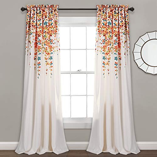 Weeping Flower Light Filtering 52″W x 84″L (Pack of 2) Turquoise & Tangerine