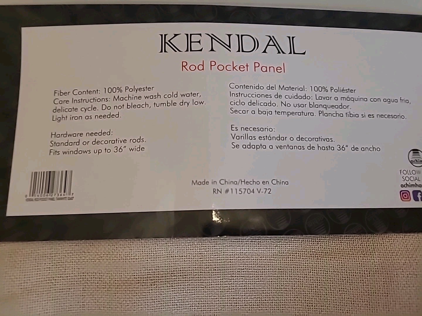 Farmhouse Rustic Kendal 3-Valances 58″x14″ & Curtain Panel Rod Pocket 52″W X 63″