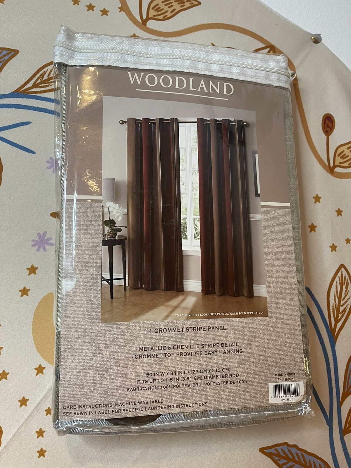 Woodland Curtain 1 Grommet Strip Panel Metallic & Chenille 50” X 84” (1) Panel